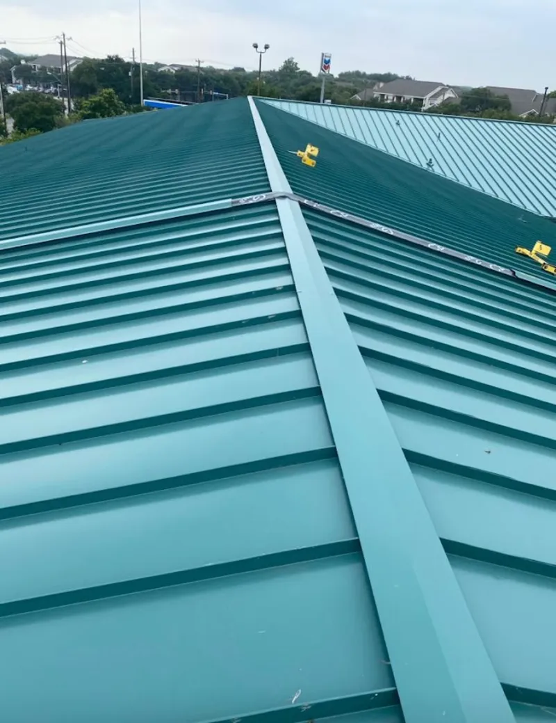 Green commercial metal roof ridge and valley for Metal Roof Repair in West View
